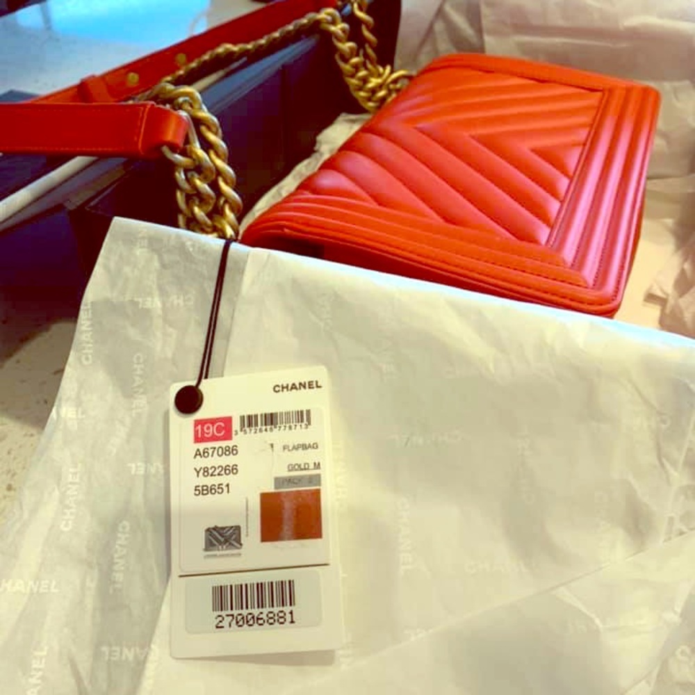 19C medium Chanel flap bag red